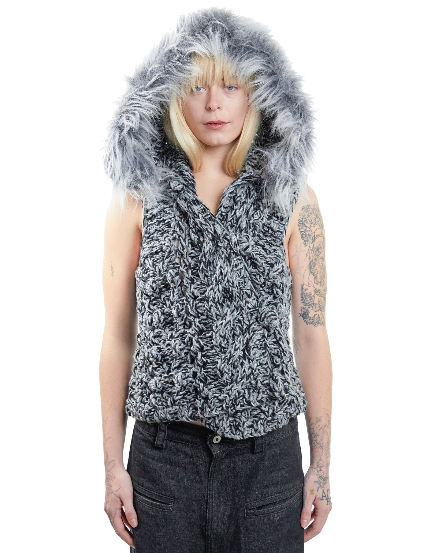 Grey Velvet Knit Vest