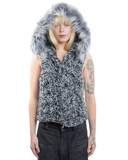 Grey Velvet Knit Vest