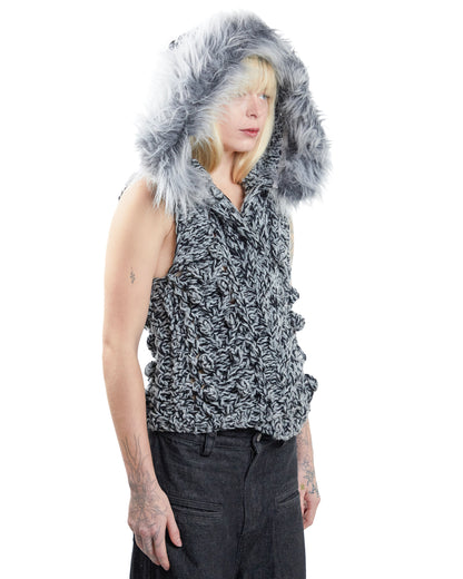 Grey Velvet Knit Vest