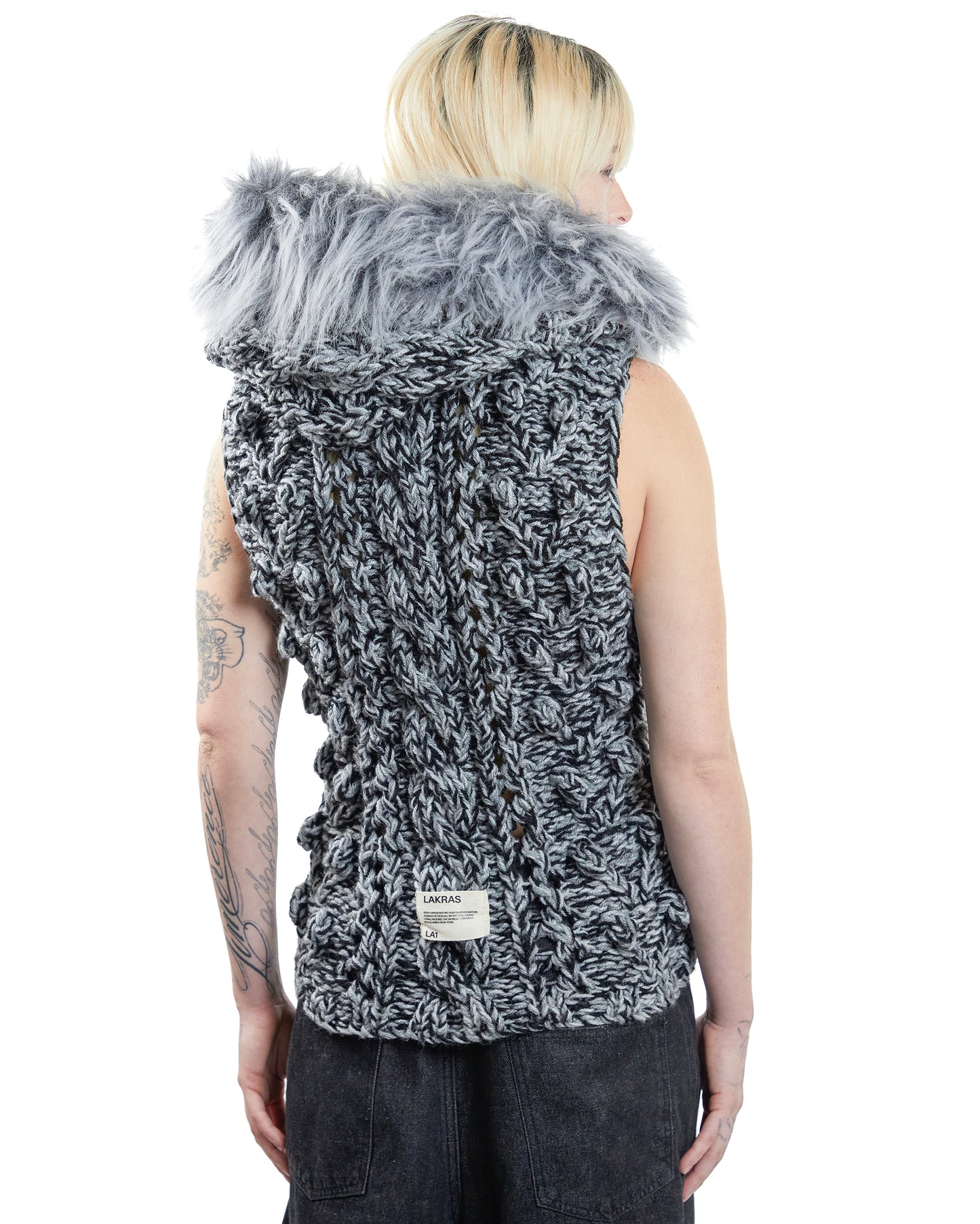 Grey Velvet Knit Vest