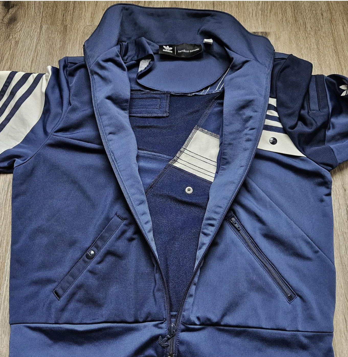 Adidas Jacket Size Large - Danielle Cathari Collaboration, Deconstructed Blue & White Track