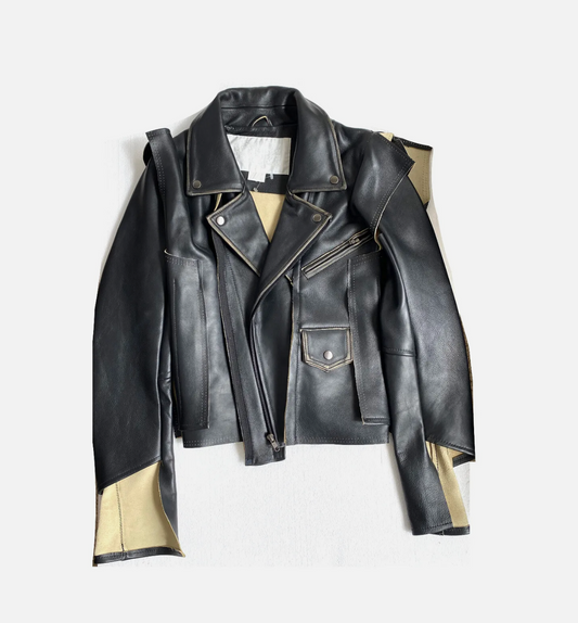 Maison Martin Margiela for H&M Black Leather Jacket Size 34