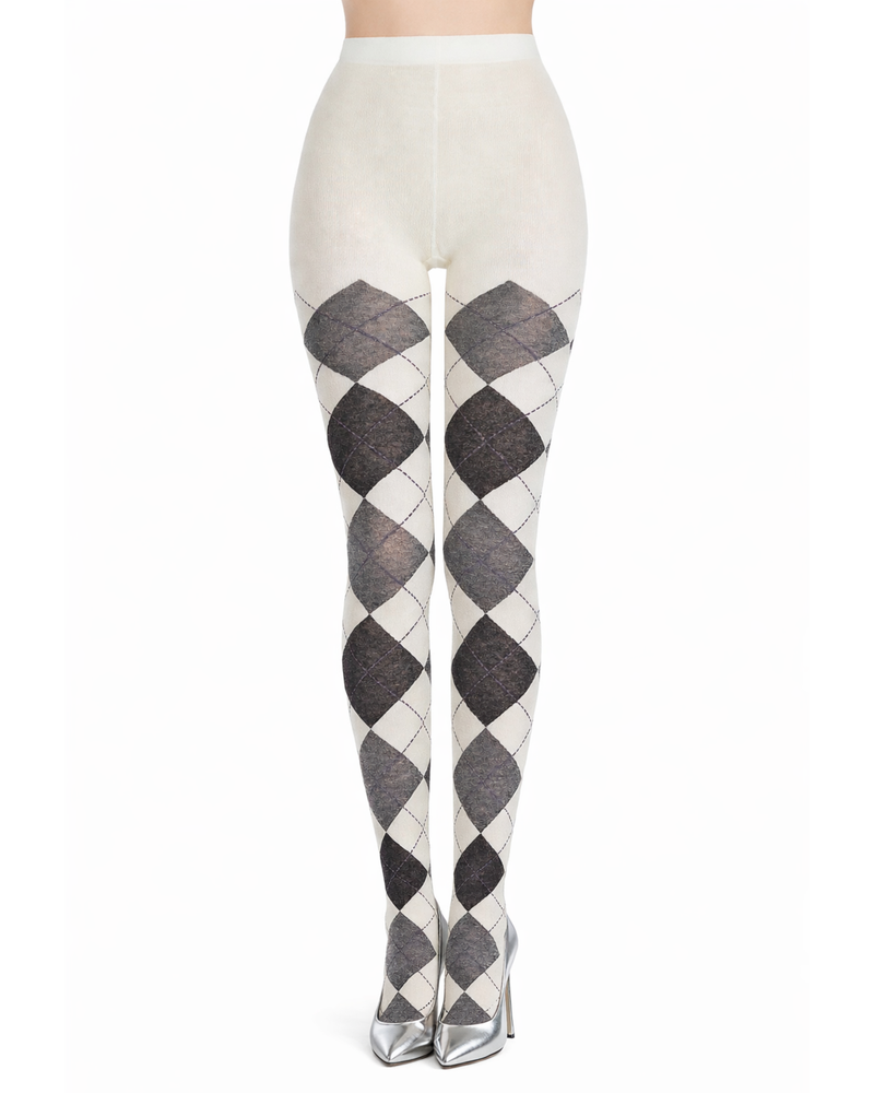 Classic Naomi Tights in white and grey